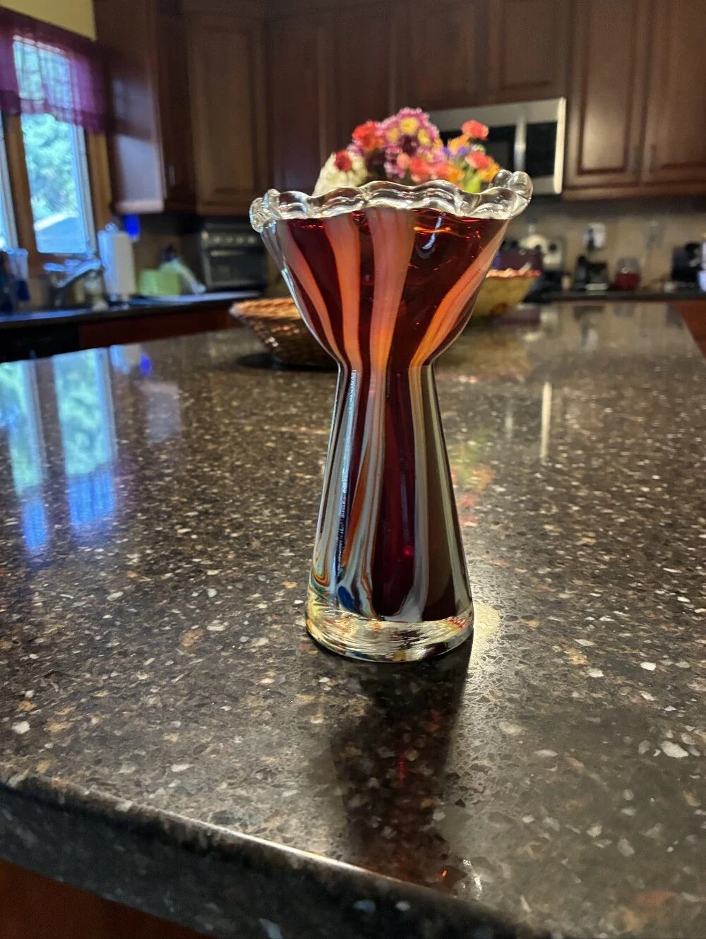 Vintage Hand-Blown Art Glass Swirl Vase – 6